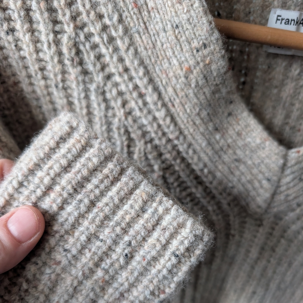 🐑 Frank & Oak Lambswool Oatmeal V-Neck Sweater - XS - Picture 6 of 8